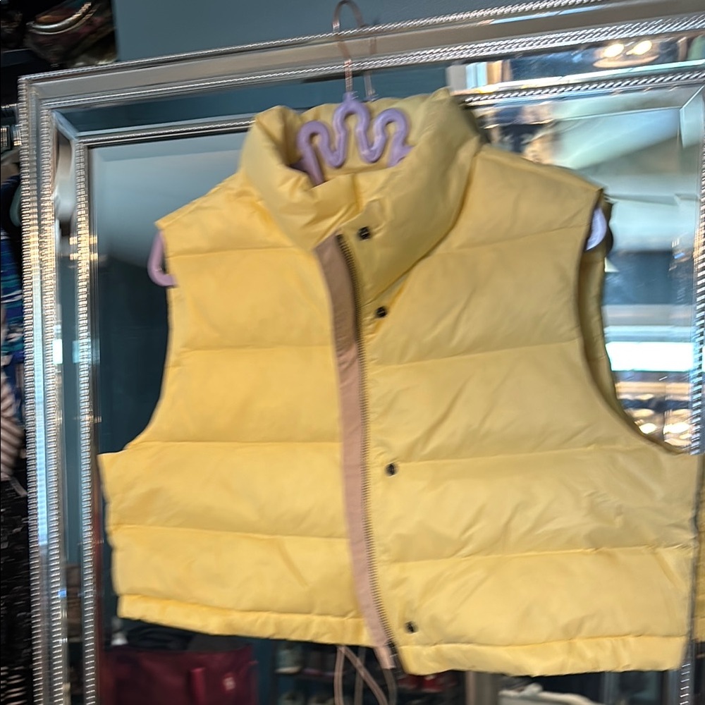 Yellow Cropped Puffer Vest